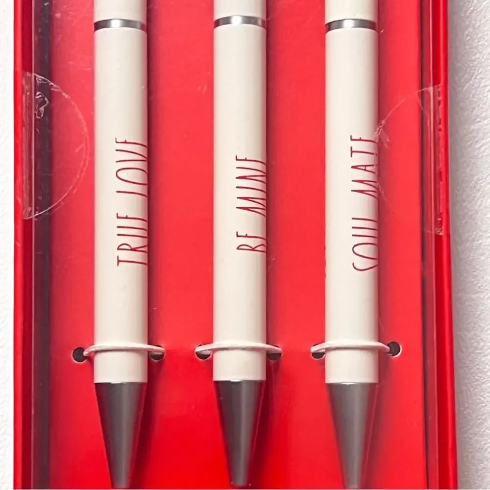 RAE DUNN  Logo Graphic True Love Heart Collection Three Note Taking  Pen Set